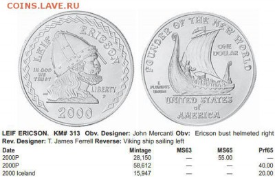 США 1 доллар 2000 Лейф Эриксон Викинги - КРАУЗЕ.JPG