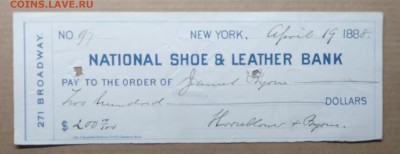 Чек на 200 долларов  США.Нью -Йор 1888 г.до 12.01. в 22.00 м - IMG_20190106_132335