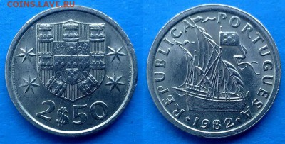 Португалия - 2,5 эскудо 1982 года до 13.01 - португалия 2.5 эскудо 1982 года