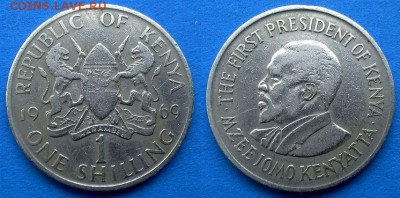 Кения - 1 шиллинг 1969 года до 13.01 - кения 1 шиллинг 1969 года