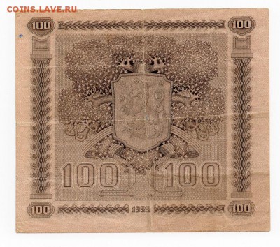 100 марок Финляндия 1922 г. выпуск 1923 г. лит.А без № матр. - img027
