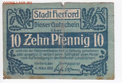 Нотгельд-Херфорд 10 пфеннигов 1920 г. до 16.01 в 22.00 - IMG_20190110_0003