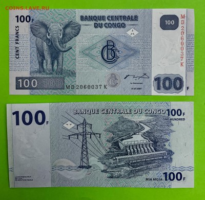 100 франков Конго UNC пресс - 519A9F83-59E9-49B5-8865-43BC8281E623