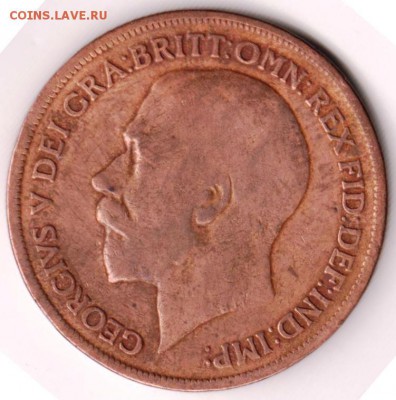 Великобритания 1 пенни 1919 г. до 24.00 17.01.19 г. - 034