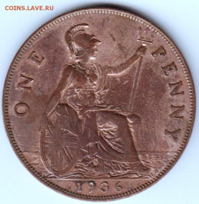 Великобритания 1 пенни 1936 г. до 24.00 18.01.19 г. - 067