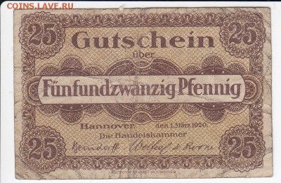 Нотгельд-Ганновер 25 пфеннигов 1920 г. до 18.01 в 22.00 - IMG_20190112_0001