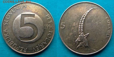 Словения - 5 толаров 1994 года до 18.01 - словения 5 толаров 1994 года