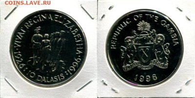 Гамбия 10 даласи 1996 до 17.01.19 22-00 мск - Gambia 10D 1996 70QEII