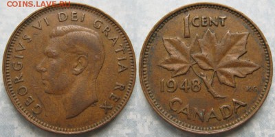 Канада 1 цент 1948 до 20-01-19 в 22:00 - Канада 1 цент 1948    186-к31-9675