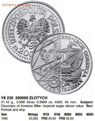 ПОЛЬША 200000 ЗЛОТЫХ 1992г., КОЛУМБ ПАРУСНИК - краузе.JPG