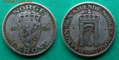 Норвегия - 1 крона 1956 года до 22.01 - норвегия 1 крона 1956 года