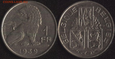 Бельгия 1 франк 1939 до 22:00мск 24.01.19 - Бельгия 1 франк 1939