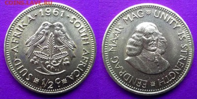 ЮАР - ½ цента 1961 года до 24.01 - юар 1.2 цента 1961 года