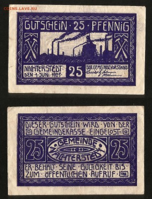Нотгельд 25 пфеннигов 1921 г с 1 рубля - 24.01 22:00 мск - 4