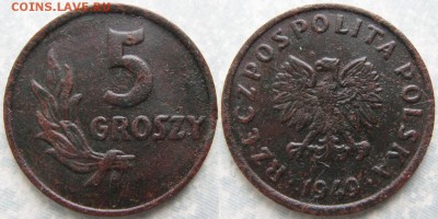 Польша 5 грошей 1949 до 24-01-19 в 22:00 - Польша 5 грошей 1949 Br     180-к49-8988
