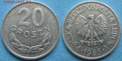 Польша 20 грошей 1965 до 24-01-19 в 22:00 - Польша 20 грошей 1965    7819
