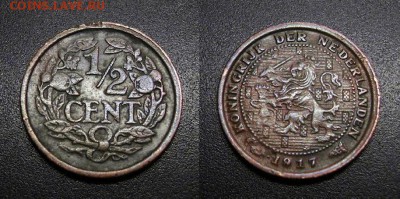 МОНЕТЫ МИРА 01-19 - Нидерланды – 0,5 цента (1917) бронза №1