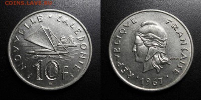 МОНЕТЫ МИРА 01-19 - Новая Каледония – 10 франков (1967) «Проа (парусный катамаран)» №1