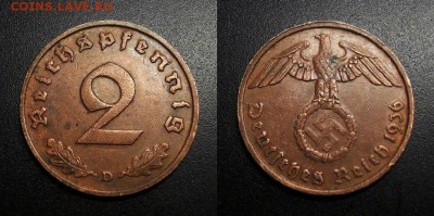 МОНЕТЫ МИРА 01-19 - Германия (3-й Рейх) – 2 рейхспфеннига (1936 D)