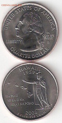 США: Квотеры-штаты Аляска D + Гавайи D  UNC - Al+Gavayi P