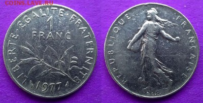 Франция – 1 франк 1977 года до 26.01 - франция 1 франк 1977 года