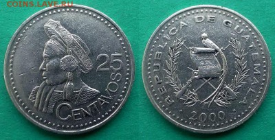 Гватемала - 25 сентаво 2000 года до 26.01 - гватемала 25 сентаво 2000 года