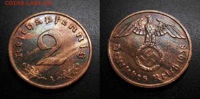 МОНЕТЫ МИРА 01-19 - Германия (3-й Рейх) – 2 рейхспфеннига (1938 А) бронза №3