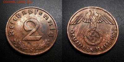 МОНЕТЫ МИРА 01-19 - Германия (3-й Рейх) – 2 рейхспфеннига (1939 J) бронза №2