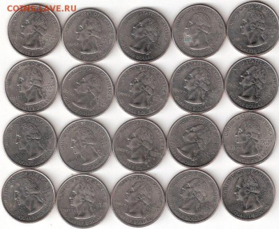 Квотеры-штаты США - 20 монет, РАСПРОДАЖА по ФИКС - Квотеры-шт-20шт Р