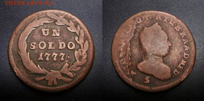 МОНЕТЫ МИРА 01-19 - Италия (Милан в составе Австрийской Империи) – 1 сольдо (1777 S)