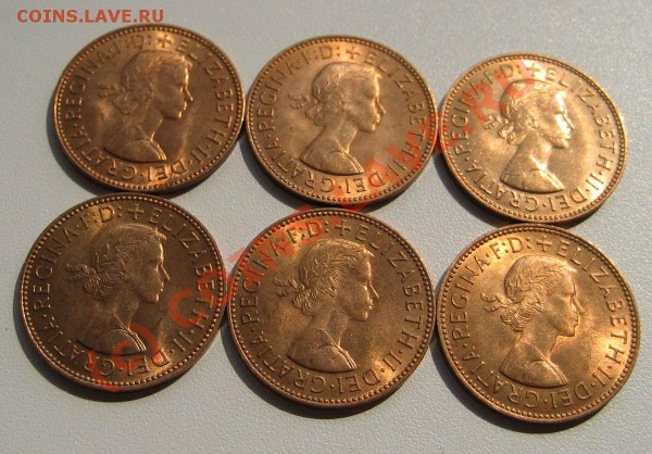 2 пенни Великобрит. лот 6 монет - UNC -до 25.04 - half penny_1