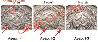 15 копеек 1948 - новые разработки - 002 Аверсы I-1, I-2, I-31