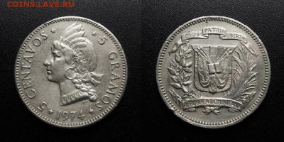 МОНЕТЫ МИРА 01-19 - Доминиканская Республика – 5 сентаво (1974)