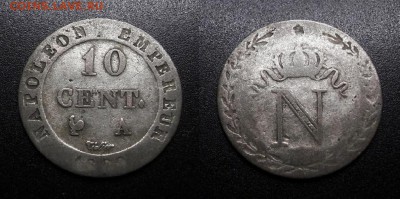 МОНЕТЫ МИРА 01-19 - Франция – 10 сантимов (1809 А) (Наполеон Бонапарт) (биллон)