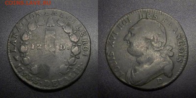 МОНЕТЫ МИРА 01-19 - Франция – 12 денье (1793 D) «Людовик XVI»