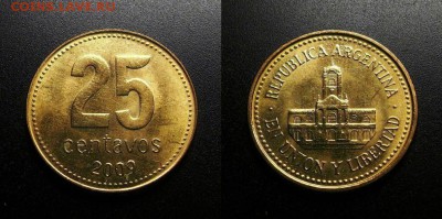МОНЕТЫ МИРА 01-19 - Аргентина – 25 сентаво (2009) «Ратуша в Буэнос-Айресе» алюм.-бронза