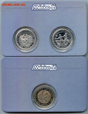 Шайба Остров Мэн 1 крона 1986 Чемпионат Мира футбол 3 шт. - shajba_ostrov_men_1_krona_1986_chempionat_mira_po_futbolu_meksika_3_sht_buklet_serebrjanoe_pokrytie