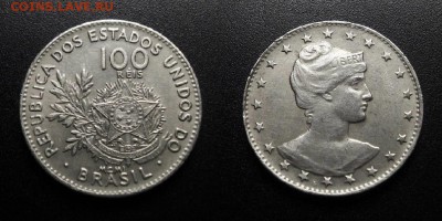 МОНЕТЫ МИРА 01-19 - Бразилия – 100 рейс (1901) медь-ник. (XF) №2