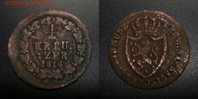 МОНЕТЫ МИРА 01-19 - Германия (Нассау) – 0,25 крейцера (1814)