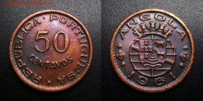МОНЕТЫ МИРА 01-19 - Португ. Ангола – 50 сентаво (1961)