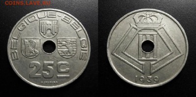 МОНЕТЫ МИРА 01-19 - Бельгия – 25 сантимов (1939) ник.-лат. №5