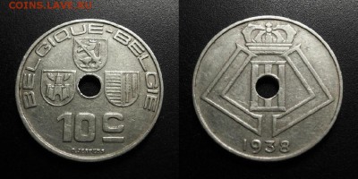 МОНЕТЫ МИРА 01-19 - Бельгия – 10 сантимов (1938) ник.-лат. №6