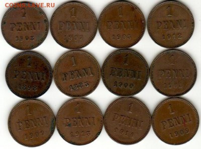 Рус. Финляндия 12 монет по 1 пенни До 21.00 МСК 29.01.2019 - 1 пенни