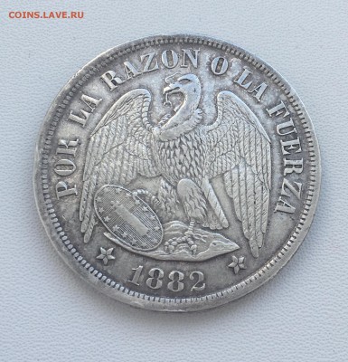 Чили 1 песо 1882 Кондор XF Серебро Крона Шайба - IMG_2972.JPG