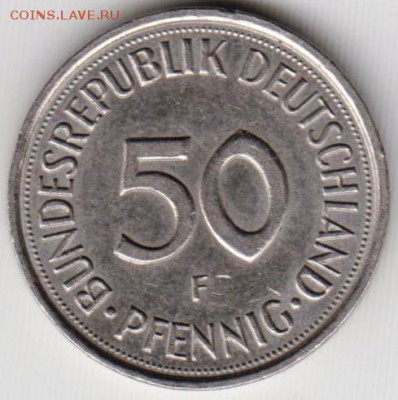 Германия 50 пфеннигов 1990 г. F до 24.00 31.01.19 г - 021