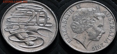 Австралия 20 центов 2016 Утконос - Австралия 20 центов 2016 Кашелот  10-3-2