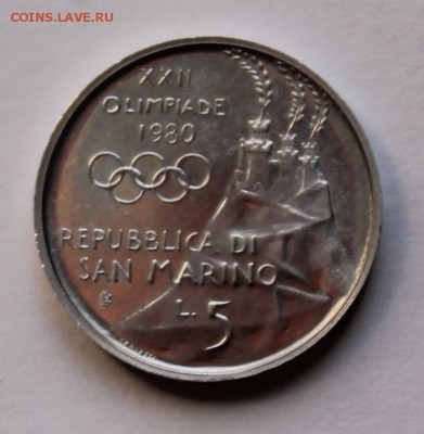 Сан Марино 5 лир 1980, тираж - 130 000. ОИ-80. Бег - 8