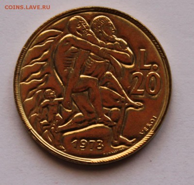 Сан Марино 20 лир 1973, тираж - 290 697 - 3