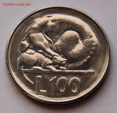 Сан Марино 100 лир 1975. Кот и пес.ТИРАЖ - 820 700 - 4