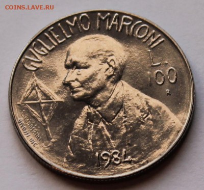 Сан Марино 100 лир 1984. ТИРАЖ - 165 000. Маркони - 6